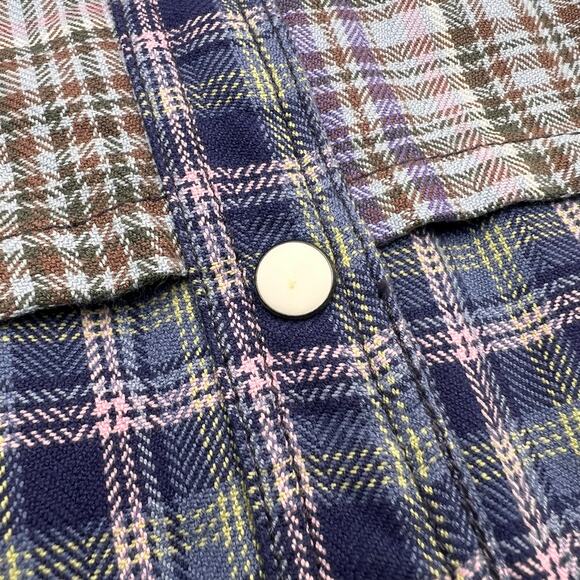 We The Free Womens Boho Blue Layer It Up Plaid Button Up Layered Shirt Sz S - Picture 4 of 16